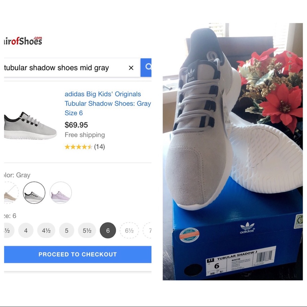 SOLD!! Adidas Big Kids Tubular Shadow Shoes in Mid Grey🆒
